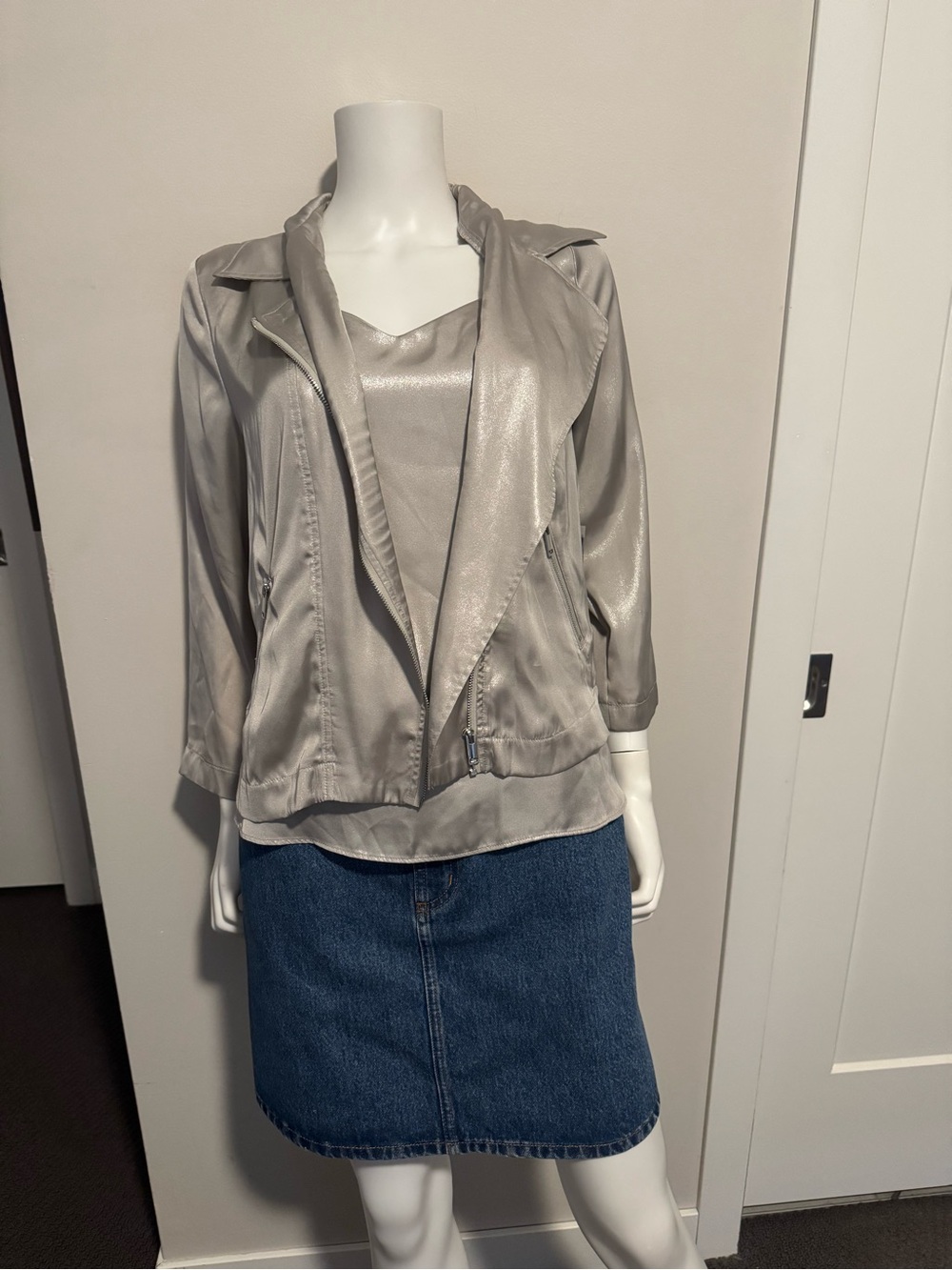 Lola & Sophie Textured Satin Bomber and Camisole Two Piece Set - NWT!